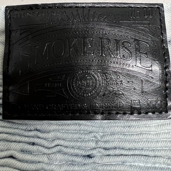 Smoke Rise Brand Light Wash Distressed Jeans Blue Splatter 38 x 33 Streetwear - Picture 12 of 12